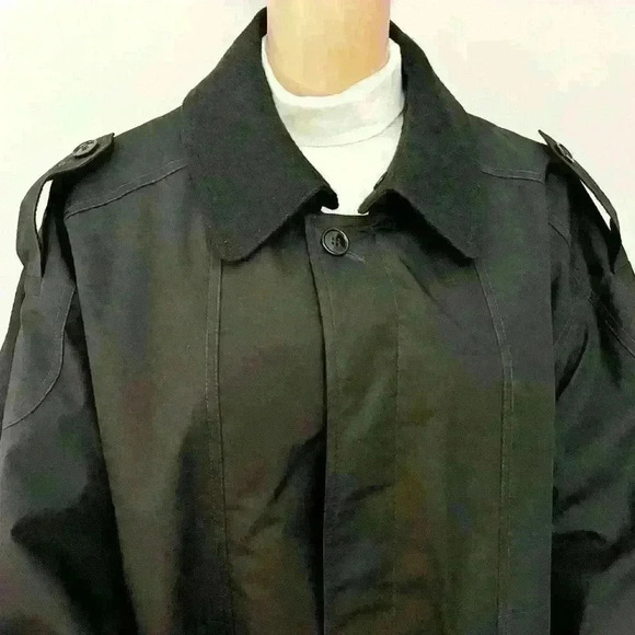 Vintage 90s Oversized Minimalist Unisex Black Belted Long Jacket Pea Coat - Picture 3 of 16